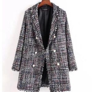 Zara Tweed Frayed jacket, sequin thread & pearls